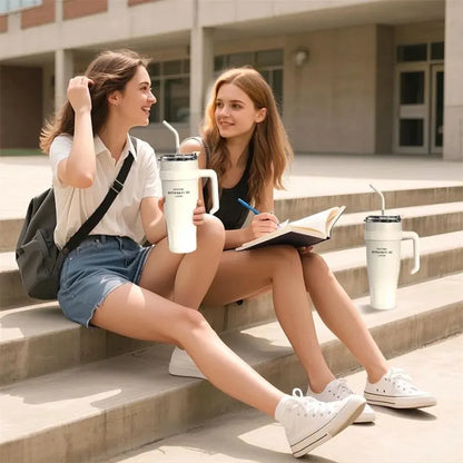 Gobelet Avec Paille Blanche 38oz - Gourde Bottle®