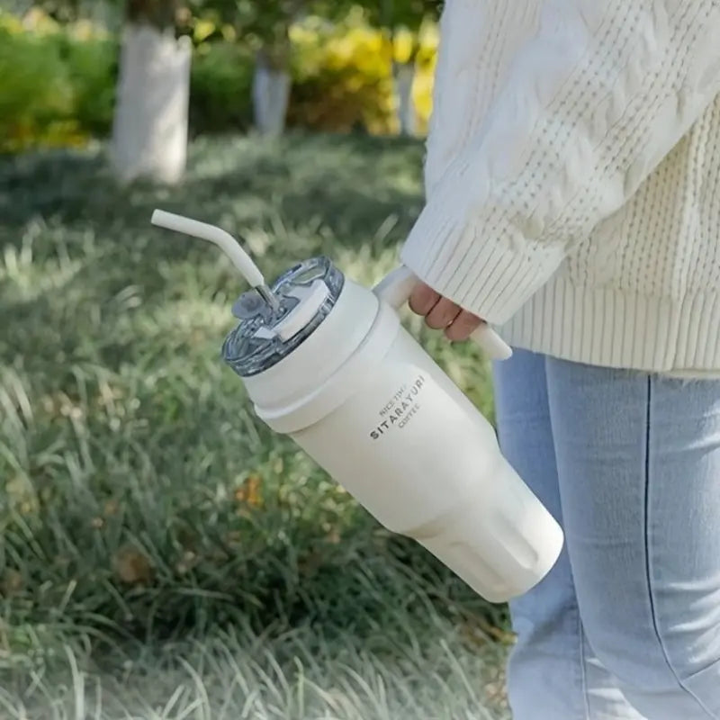 Gobelet Avec Paille Blanche 38oz - Gourde Bottle®