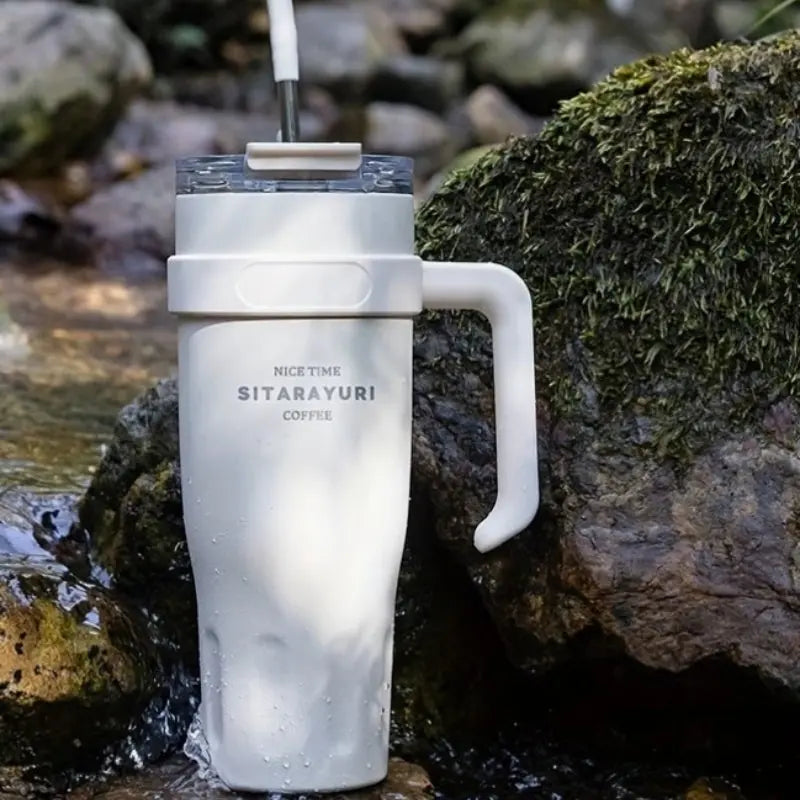 Gobelet Avec Paille Blanche 38oz - Gourde Bottle®