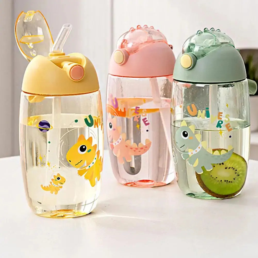 Gobelet Dinosaure Personnalisé 500ML, Gobelet plastique dinosaure 500ML, Gobelet personnalisé 500ML,  Children's Water Bottle For School Portable Cartoon Dinosaur Sippy Cup Creative Feeding Cup With Straws And Lids Drinkwar Gourde Bottle®