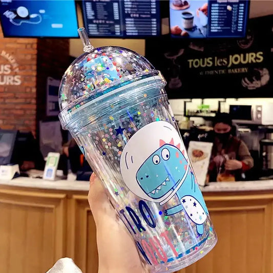 Gobelet Plastique Paillette Bleu 430ml Gourde Bottle®