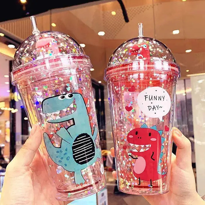 Gobelet Plastique Paillette Bleu 430ml Gourde Bottle®