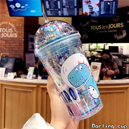 Gobelet Plastique Paillette Bleu 430ml Gourde Bottle®