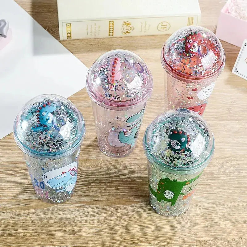 Gobelet Plastique Paillette Bleu 430ml Gourde Bottle®