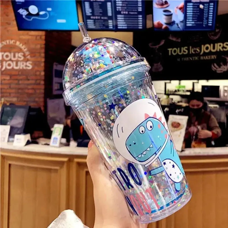 Gobelet Plastique Paillette Bleu 430ml Gourde Bottle®