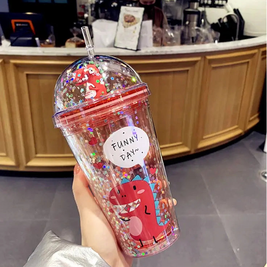 Gobelet Plastique Paillette Rouge 430ml Gourde Bottle®