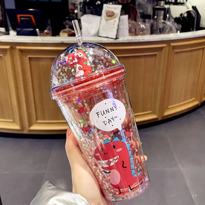 Gobelet Plastique Paillette Rouge 430ml Gourde Bottle®