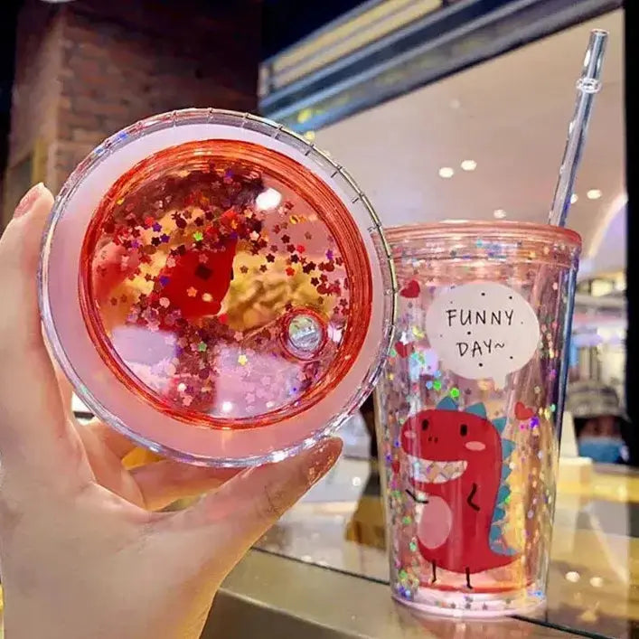 Gobelet Plastique Paillette Rouge 430ml Gourde Bottle®