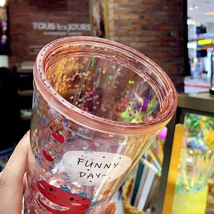 Gobelet Plastique Paillette Rouge 430ml Gourde Bottle®