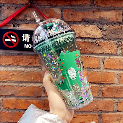 Gobelet Plastique Paillette Vert 430ml Gourde Bottle®