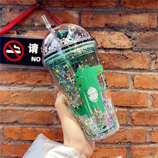 Gobelet Plastique Paillette Vert 430ml Gourde Bottle®