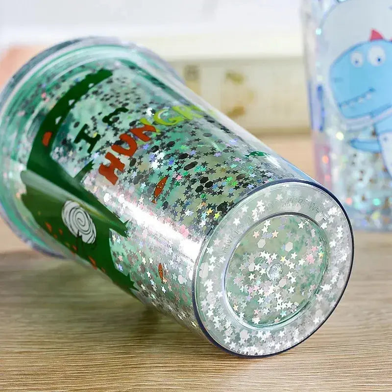 Gobelet Plastique Paillette Vert 430ml Gourde Bottle®