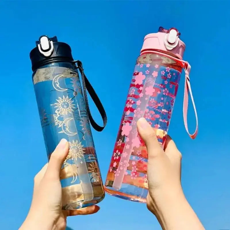 Gourde Transparente Paille 800ml Gourde Bottle®
