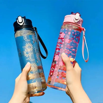 Gourde Transparente Paille 800ml Gourde Bottle®