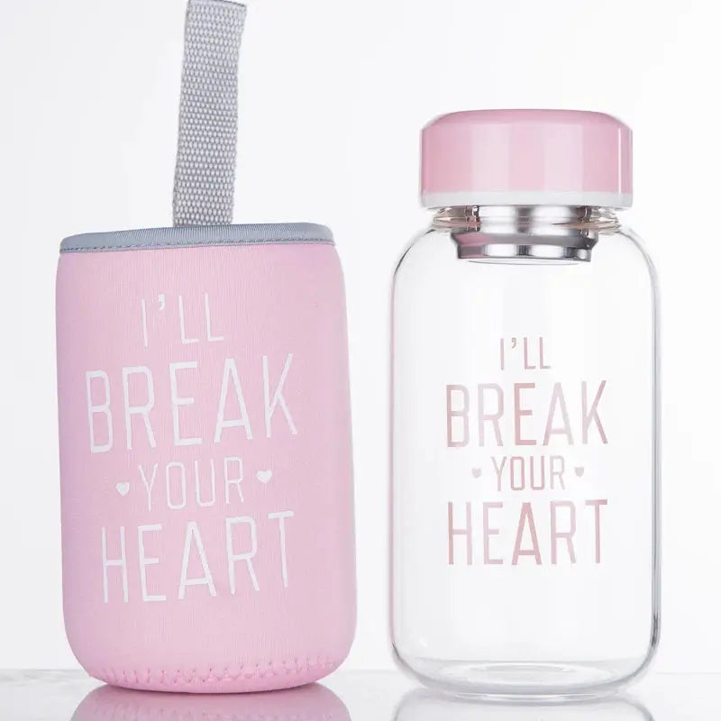 Gourde d'Eau en Verre Borosilicate avec Manchon 600ml, Bouteille en Verre Borosilicate 600ml, Gourde Verre en forme de Manchon, Bouteille D'eau en Verre Animaux 1 Litre Gourde Bottle®