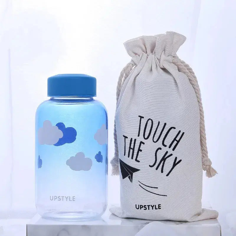 Gourde d'Eau en Verre Borosilicate avec Manchon 600ml, Bouteille en Verre Borosilicate 600ml, Gourde Verre en forme de Manchon, Bouteille D'eau en Verre Animaux 1 Litre Gourde Bottle®
