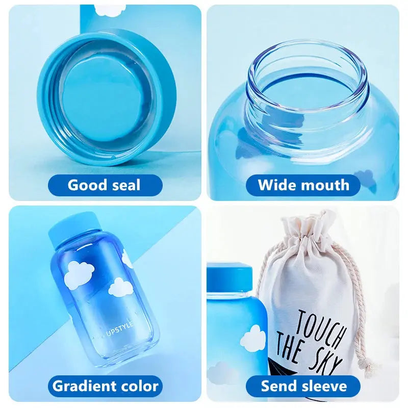 Gourde d'Eau en Verre Borosilicate avec Manchon 600ml, Bouteille en Verre Borosilicate 600ml, Gourde Verre en forme de Manchon, Bouteille D'eau en Verre Animaux 1 Litre Gourde Bottle®