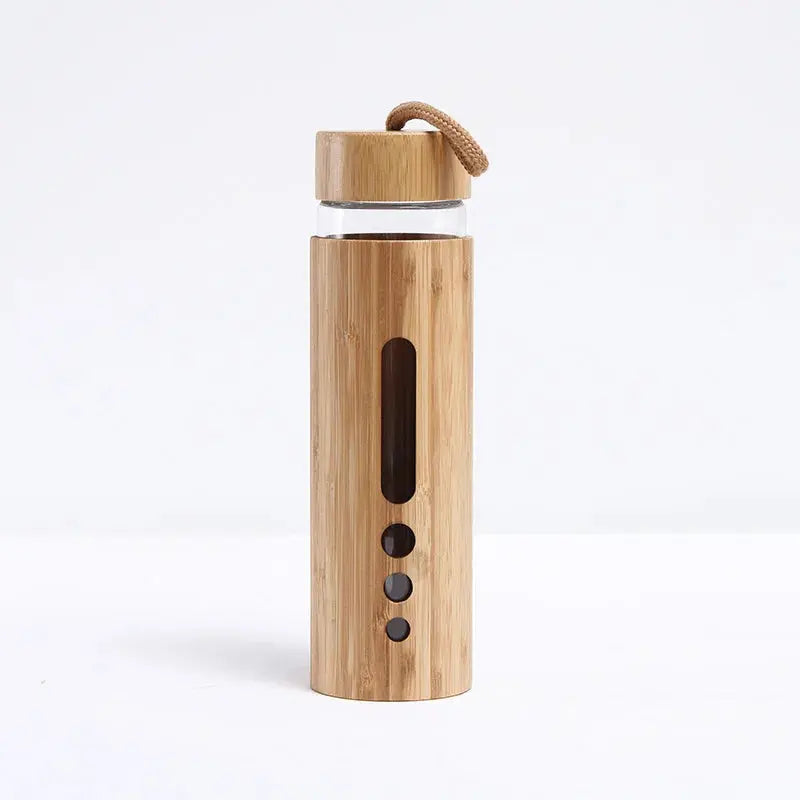Gourde d'Eau en Verre borosilicate incassable Bambou 500ml, Gourde Verre borosilicate incassable 0,5L, Bouteille en verre Bambou 0,5L, Gourde Verre Bambou Gourde en Verre avec protection Bambou 0,5L , Bouteille Verre avec pro Gourde Bottle®