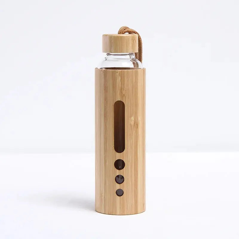 Gourde d'Eau en Verre borosilicate incassable Bambou 500ml, Gourde Verre borosilicate incassable 0,5L, Bouteille en verre Bambou 0,5L, Gourde Verre Bambou Gourde en Verre avec protection Bambou 0,5L , Bouteille Verre avec pro Gourde Bottle®