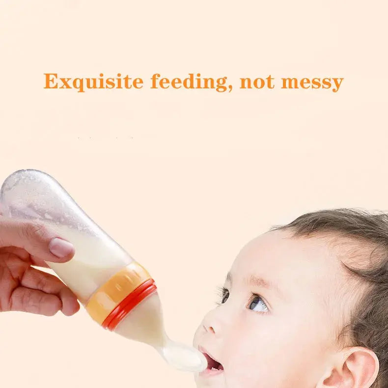 Gourde purée bébé réutilisable, Popote Bebe, Gourde légumes bébé, Gourde compote réutilisable, Feeding Bottle Silicone Newborn Baby Training Rice Cereal  Food Spoon Supplement Feeder Safe Useful Tableware For Kids,  S Gourde Bottle®