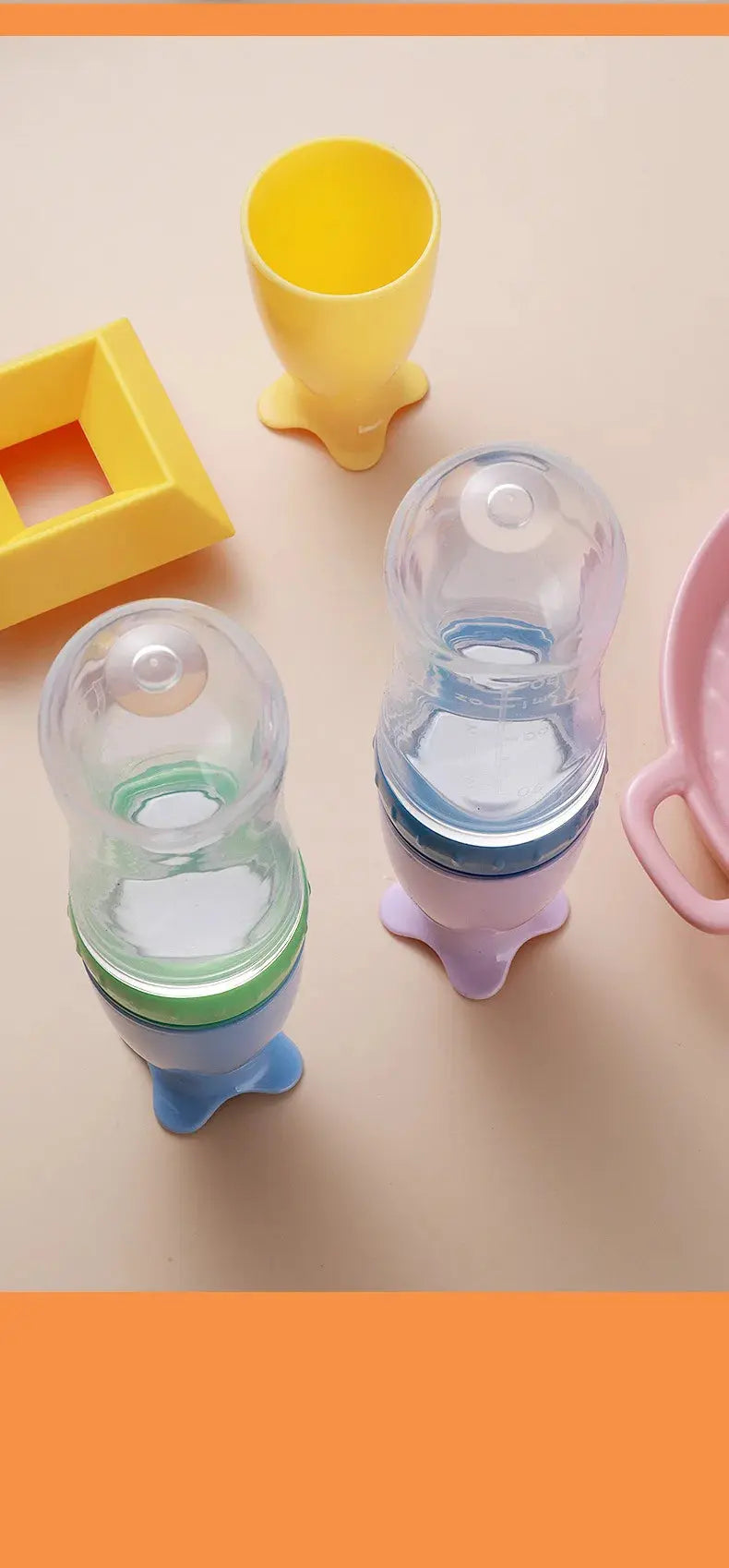 Gourde purée bébé réutilisable, Popote Bebe, Gourde légumes bébé, Gourde compote réutilisable, Feeding Bottle Silicone Newborn Baby Training Rice Cereal  Food Spoon Supplement Feeder Safe Useful Tableware For Kids,  S Gourde Bottle®