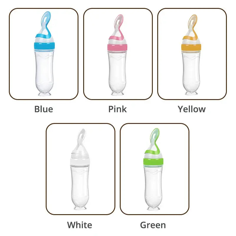 Gourde purée bébé réutilisable, Popote Bebe, Gourde légumes bébé, Gourde compote réutilisable, Feeding Bottle Silicone Newborn Baby Training Rice Cereal  Food Spoon Supplement Feeder Safe Useful Tableware For Kids,  S Gourde Bottle®