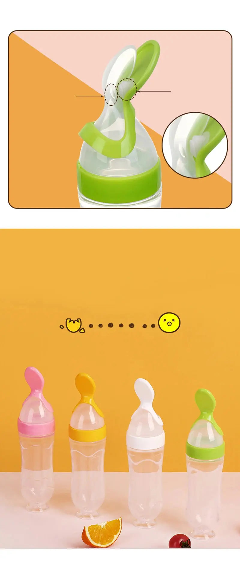 Gourde purée bébé réutilisable, Popote Bebe, Gourde légumes bébé, Gourde compote réutilisable, Feeding Bottle Silicone Newborn Baby Training Rice Cereal  Food Spoon Supplement Feeder Safe Useful Tableware For Kids,  S Gourde Bottle®