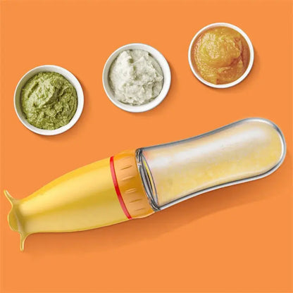 Gourde purée bébé réutilisable, Popote Bebe, Gourde légumes bébé, Gourde compote réutilisable, Feeding Bottle Silicone Newborn Baby Training Rice Cereal  Food Spoon Supplement Feeder Safe Useful Tableware For Kids,  S Gourde Bottle®