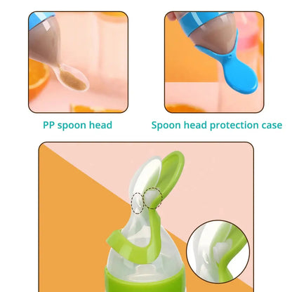 Gourde purée bébé réutilisable, Popote Bebe, Gourde légumes bébé, Gourde compote réutilisable, Feeding Bottle Silicone Newborn Baby Training Rice Cereal  Food Spoon Supplement Feeder Safe Useful Tableware For Kids,  S Gourde Bottle®