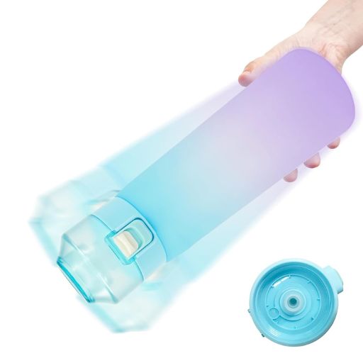 Gourde Air-Taste en Tritan avec Paille bleu , anti-fuite , facilement transportable, gourde sport - Gourde Bottle