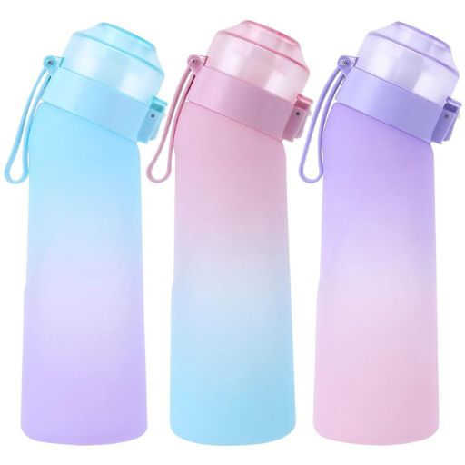 Gourde Air-Taste en Tritan avec Paille,  le trio de colore pour votre personnalité, bleu ,rose et violet , pour reste hydraté