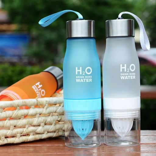 Gourde H2O Water  blanc et  bleu, Infuseur de Jus de Fruits Créatif - Gourde Bottle