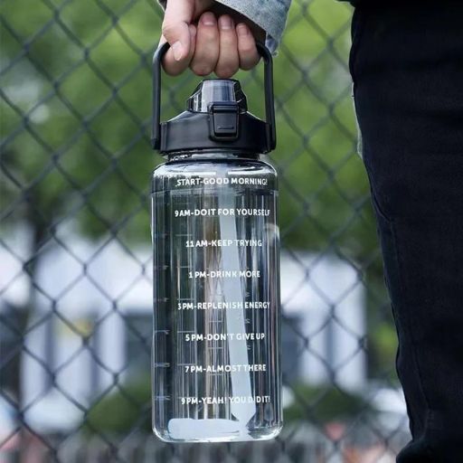 Gourde de motivation 2L, sans Bpa, reutilisable, Grande capacité, résistant, durable , 2l , avec poignet, facilement transportable - Gourde Bottle