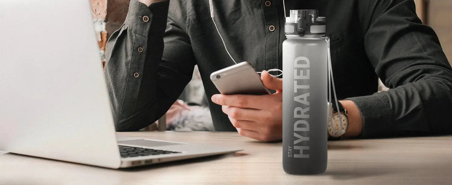 Hydrated gourde d'Eau réutilisable 1.0 L , 32oz Water Bottle Motivational Sport Water Bottle Leakproof Drinking Bottles Outdoor Sports Travel Kettle Drinking Water Bottle Gourde Bottle®