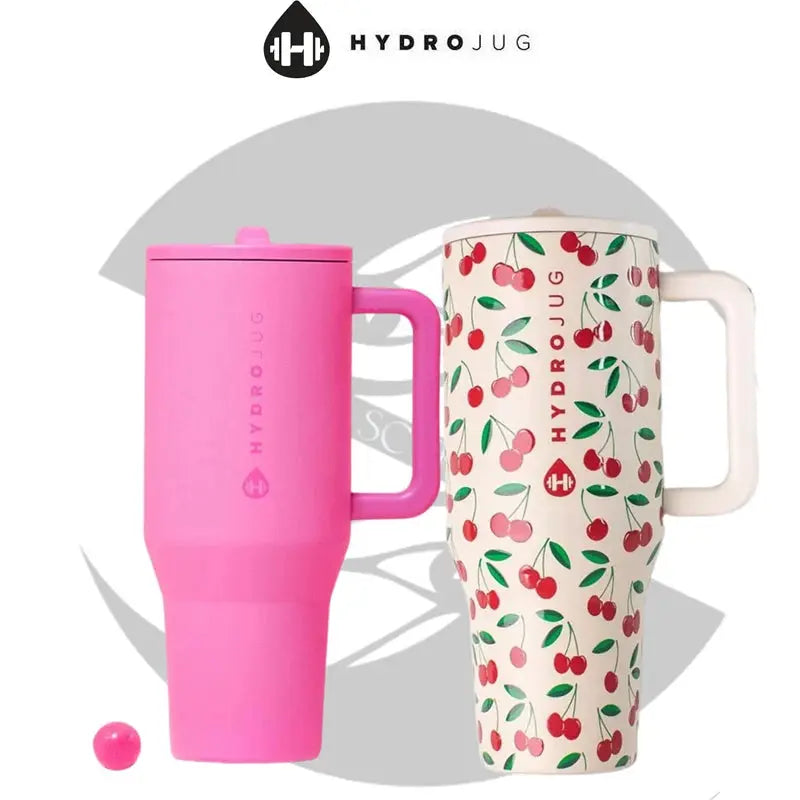 HydroJug cherry (Cerise) 40 oz avec Poignée et Paille Rétractable