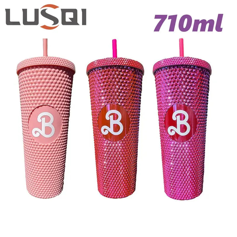 LUSQI 710ml Plastic Cup With Straw Large Capacity Reusable - Creative Durian Pattern Drinking Cup Gourde Bottle®