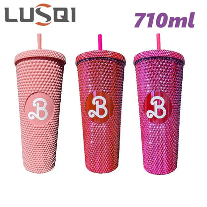 LUSQI 710ml Plastic Cup With Straw Large Capacity Reusable - Creative Durian Pattern Drinking Cup Gourde Bottle®