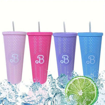 LUSQI 710ml Plastic Cup With Straw Large Capacity Reusable - Creative Durian Pattern Drinking Cup Gourde Bottle®