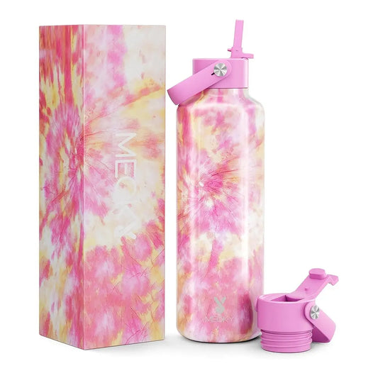 MEOKY Gourde d'Eau Thermique 24oz (Tulipe rose) Gourde Bottle®