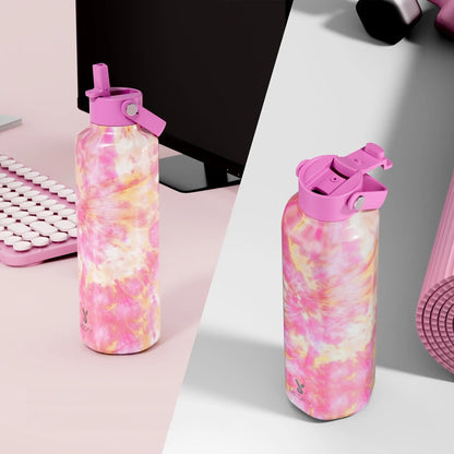 MEOKY Gourde d'Eau Thermique 24oz (Tulipe rose) Gourde Bottle®