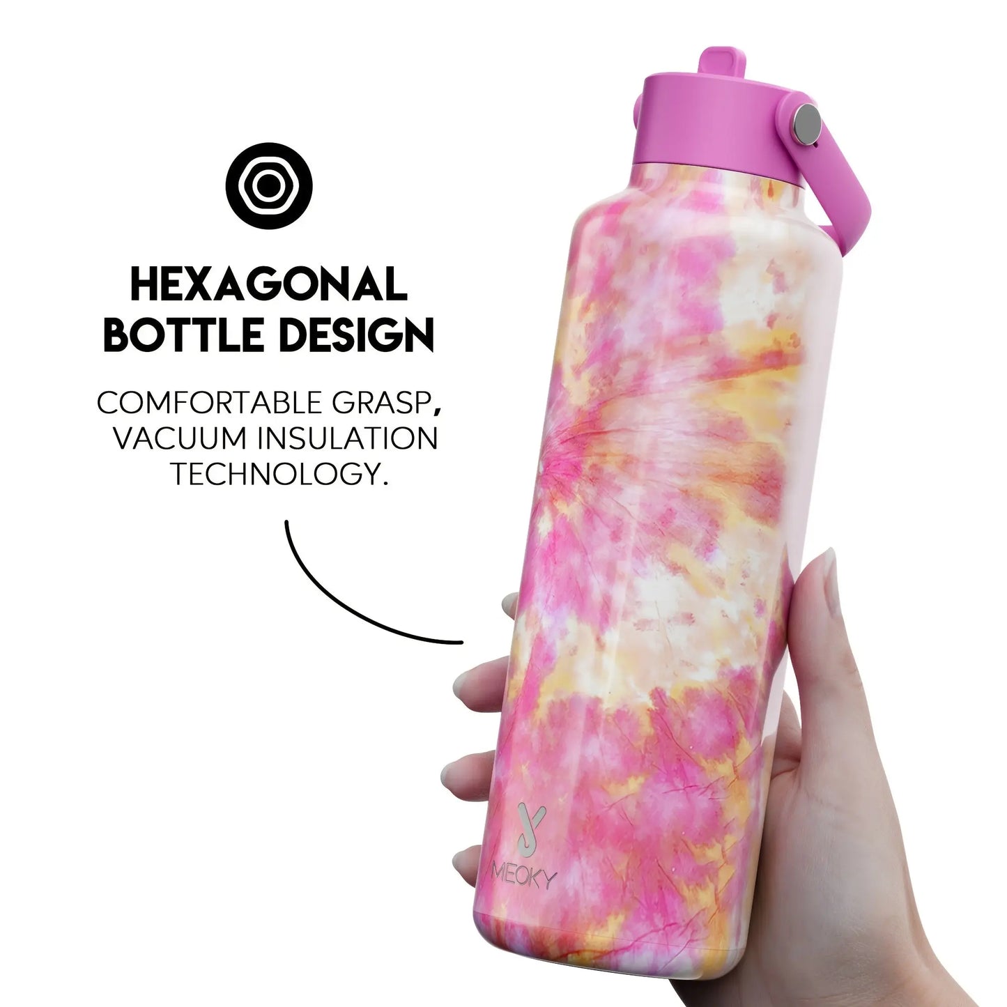 MEOKY Gourde d'Eau Thermique 24oz (Tulipe rose) Gourde Bottle®