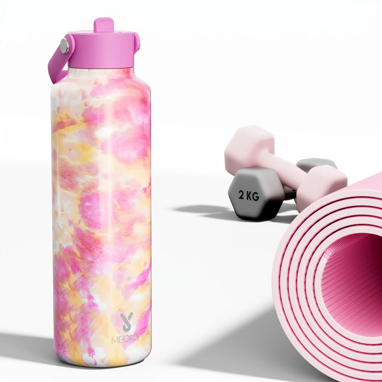 MEOKY Gourde d'Eau Thermique 24oz (Tulipe rose) Gourde Bottle®