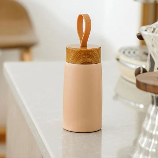 Mug Voyage Isotherme 250ml à Motif Bois , double parois , en acier inoxydable 304, compacte et résistant, durable, sans BPA- gourde bottle