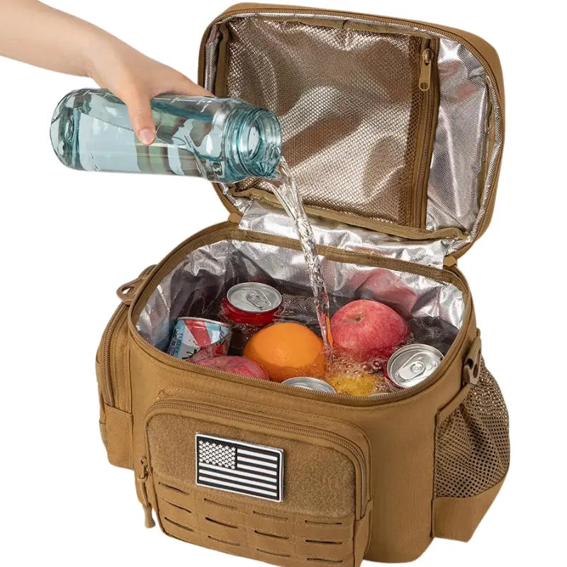 Sac Isotherme Repas Tactique Militaire Homme 13L (Khaki) Gourde Bottle®