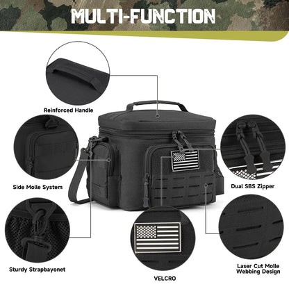 Sac Isotherme Repas Tactique Militaire Homme 13L (Noire) Gourde Bottle®