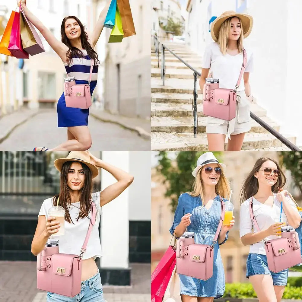 Sac à main avec poches en bandoulières pour Stanley Cup et HydroJug Traveler, sac de transport pour gourde d'eau, accessoire pour Stanley Cup, avec poche, bandoulière réglable, housse de paille, accessoire de gobelet, pou Gourde Bottle®