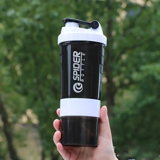 Shaker à Protéines 500ml avec Compartiments Supplémentaires blanc