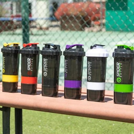 Shaker à Protéines 500ml avec Compartiments Supplémentaires , jaune, rouge, noir, Violet, blanc, vert