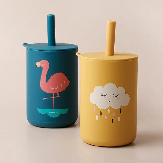 Tasse Paille Bebe 150ml , Tasse paille bébé 6 mois 150ml, Tasses d'apprentissage pour bébé  150ml, Gobelet d'Eau avec Paille pour Bebe 150ml,  TYRY.HU 1Pc Baby Feeding Straw Cup Baby Cartoon Learning Feeding Cup Food Grad Gourde Bottle®