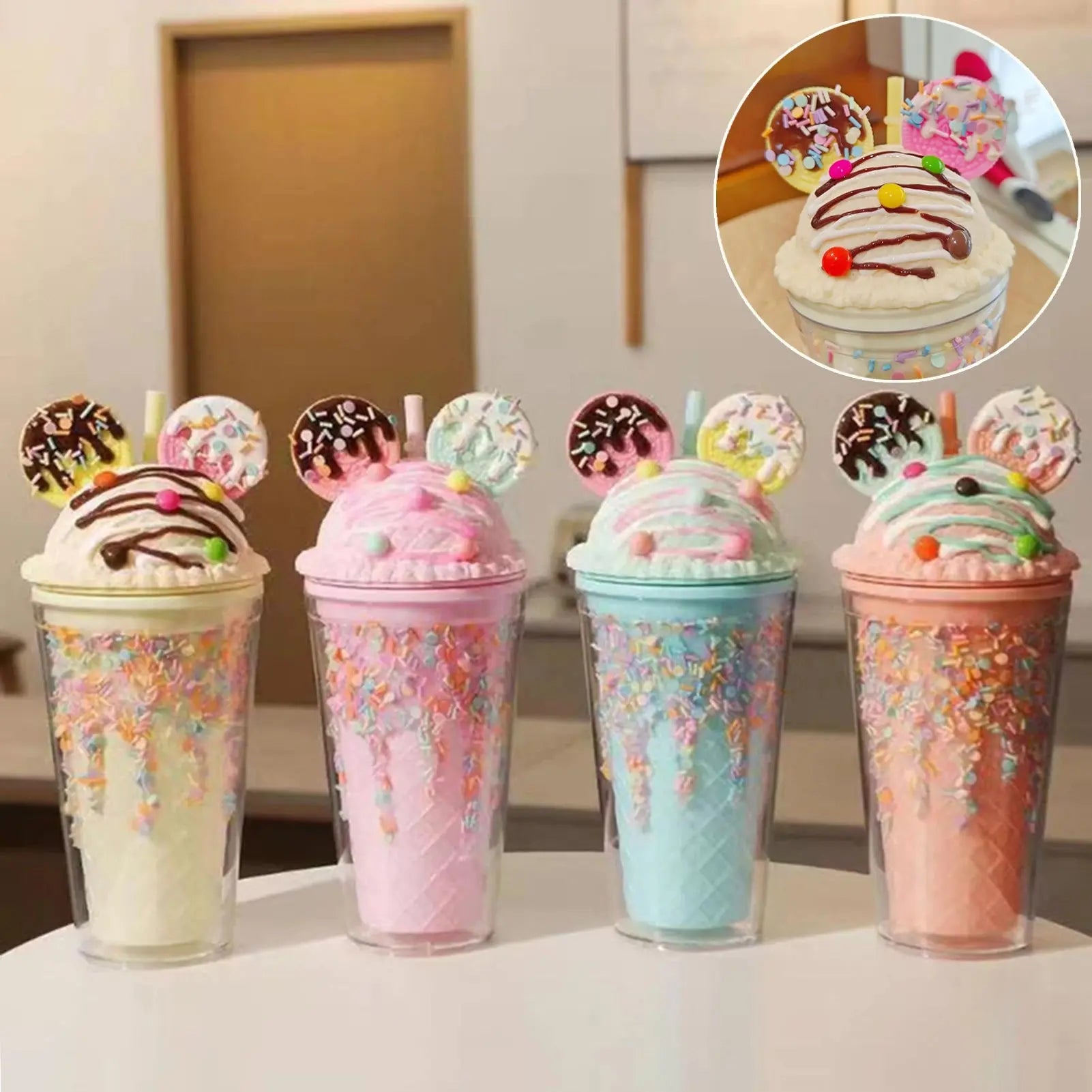 Verre Plastique Enfant Motif Cornets 450ml Gourde Bottle®